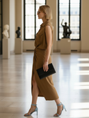 Women's High-End Elegant Lyocell Blend Sleeveless Blouse And Elastic Waist Skirt Set ZMZ1453B3K