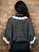 Women's Retro Casual Cotton Yarn Knitted Patchwork Lace Cross Cardigan ZMZ2411I2ZJY