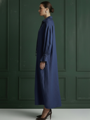 Women's High-end Old-money Style Cotton And Linen Blend Long-sleeved Maxi Dress ZMZ1005B9K