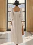 Women's Minimalist Old-Money Style Pure Cotton Long-sleeved Maxi Dress ZMZ1025B7K