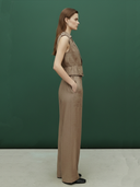 Women's Premium Old Money Style Cotton And Linen Blend Vest And Trousers Set ZMZ0263B9K