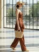 Women's High-end, Old-money Style Lyocell Blend Camisole Sleeveless Top And Pants Set ZMZ2813B1K