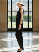 Women's Premium Commuter Bark-textured Cotton Blend Vest And Trousers Set ZMZ1491B2K