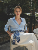 Women's Premium Old Money Style Cupro Silk Shirt And Cotton Blend Trousers Set (scarf Not Included) ZMZ3086A1K