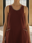 Women's Italian-style Romantic Cotton And Linen Blend Sleeveless Maxi Dress ZMZ2698A1K