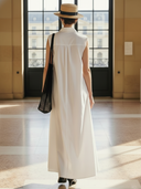 Women's High-end Minimalist Pure Cotton Sleeveless Maxi Dress ZMZ1064B7K