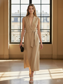 Women's Commuter Style Cotton Blend Sleeveless Maxi Dress ZMZ2633A4K