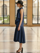 Women's Fashion Old Money Style Lyocell Sleeveless Tank Top And Elastic Waist Skirt Set ZMZ1217B9K