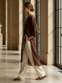 Women's Premium Old Money Style Tencel Blend Long Shirt And Pants Set (scarf Not Included) ZMZ3025A1K