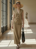 Women's Premium Old Money Style Knitted Vest And Skirt Set ZMZ0660B2K