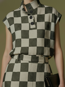 Women's Premium Old Money Style Tencel Blend Plaid T-shirt And Pants Set ZMZ2849A8K