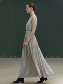 Women's High-end Old-money Style V-neck Cotton And Linen Blend Sleeveless Elastic Waist Dress ZMZ1415B4K