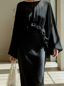 Women's High-end Vintage-style Ramie Top And Lyoise Blend Camisole Dress Set ZMZ2892B5K