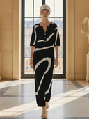 Women's French-style Elegant Knitted Short-sleeved Maxi Dress ZMZ0411B4K