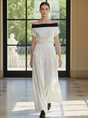 Women's Premium Minimalist Tencel Blend Off-the-shoulder T-shirt And Pants Set ZMZ0506B7K