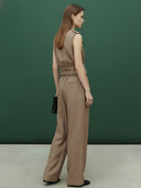 Women's Premium Old Money Style Cotton And Linen Blend Vest And Trousers Set ZMZ0263B9K