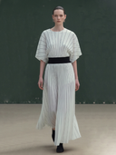 Women's Minimalist Commuter Style Silk-cotton Blend Elastic Waist Maxi Dress ZMZ0211B4K