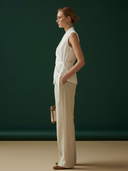 Women's Premium Minimalist Cotton And Linen Blend Vest And Trousers Set ZMZ2924A6K