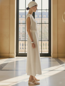 Women's French-style Elegant Knitted V-neck Maxi Dress ZMZ0419B9K