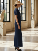 Women's Elegant Vintage-style Knitted Short-sleeved Top And Elastic Waist Skirt Set ZMZ2520B7K