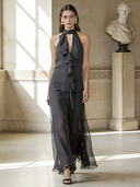 Women's French Elegant Ruffle Chiffon Casual Maxi Dress ZMZ2860B8P