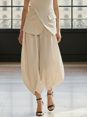 Women's High-end Old-money Style Cotton And Linen Vest And Harem Pants Set ZMZ2672B9K