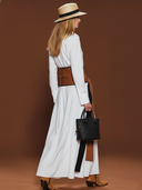 Women's American Retro Style Pure Cotton Long-sleeved Maxi Dress (with Belt) ZMZ3038A1K