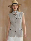 Women's Premium Old-money Style Textured Blended Fabric Vest ZMZ3067A9K