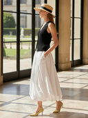 Women's Elegant Old-money Style Knitted Vest And Pure Cotton Bubble Skirt Set ZMZ0612B4K