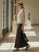 Women's Premium Old Money Style Knitted Vest And Tencel Blend Skirt Set ZMZ0664B3K