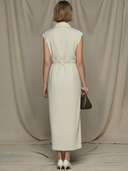 Women's Minimalist And Elegant Cotton And Linen Blend Sleeveless Maxi Dress ZMZ2745A5K