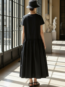 Women's Minimalist Old-money Style Pure Cotton Short-sleeved Loose-fitting Maxi Dress ZMZ2491B0K