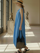 Women's Minimalist Casual Pure Cotton Sleeveless Bubble Dress ZMZ1040B4K