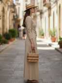 Women's Italian-style Romantic Cotton Blend Maxi Dress ZMZ2700A2K