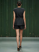 Women's Premium Old Money Style Linen Blend Vest And Shorts Set ZMZ2919A9K