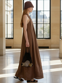 Women's High-end Old-money Style Pure Cotton With Embroidered Front And Hem Sleeveless Dress ZMZ2882B1K