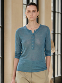 Women's High-End Old Money Style Knitted Henley Collar T-Shirt And Cotton Shorts Set  ZMZ1491B5K