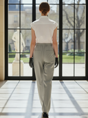 Women's High-end Commuter Pure Cotton Sleeveless Shirt And Trousers Set ZMZ1473B4K