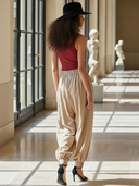 Women's Fashionable Casual Knitted Vest And Elastic Waist Pure Cotton Pants Set ZMZ1209B0K