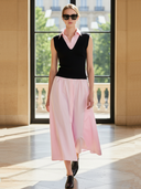 Women's Fashionable And Elegant Knitted Patchwork Pure Cotton Sleeveless Slim-fit Maxi Dress ZMZ1245B7K