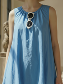 Women's Minimalist Casual Pure Cotton Sleeveless Bubble Dress ZMZ1040B4K