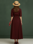 Women's Premium Minimalist Cotton Blend V-neck Maxi Dress ZMZ2811A6K