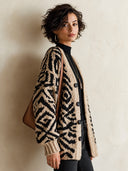 Women's Fashion Color Block Striped Jacquard Button-Up Cardigan ZMZ1400I4SWL
