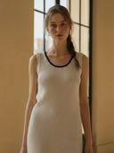 Women's Italian-style Romantic Knitted Sleeveless Midi Dress ZMZ0569B1K