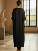 Women's French-style Elegant Tencel Blend Short-sleeved Maxi Dress ZMZ2616A6K