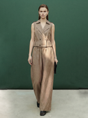 Women's Premium Old Money Style Cotton And Linen Blend Vest And Trousers Set ZMZ0263B9K