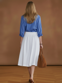 Women's American Retro Tencel Blend Shirt And Skirt Set (belt Not Included) ZMZ2886A8K