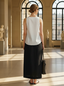 Women's French-style Elegant Pure Cotton T-shirt And Skirt Set ZMZ2947A0K