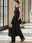 Women's High-end Old-money Style Lyocell Blend Sleeveless Top And Pants Set ZMZ2667B9K