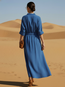 Women's Commuter-style Cotton And Linen Blend Belted Maxi Dress ZMZ2002A2K